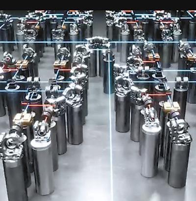 量子计算原型机“九章三号”实验装置示意图（部分）。 中国科学技术大学供图