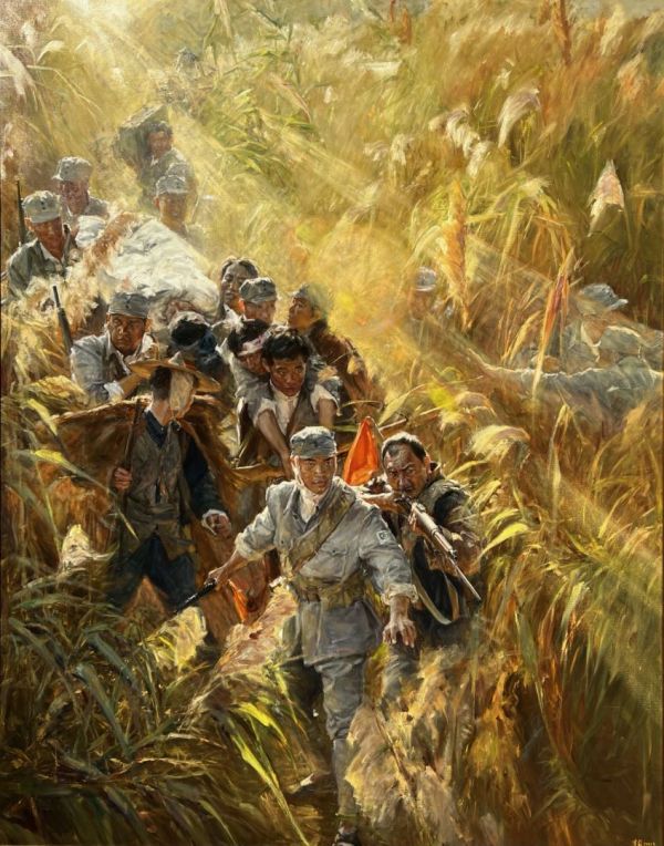 油画《芦荡火种》&nbsp;李前