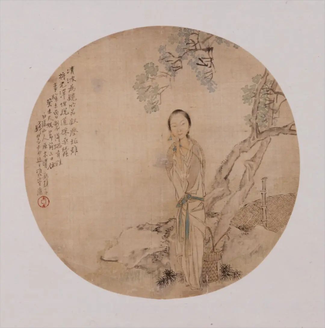 清 钱慧安 设色仕女图团扇面&nbsp;嘉兴博物馆藏