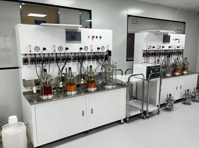 图为元一（天津）生物科技有限公司8联罐发酵系统。新华社记者王宁摄