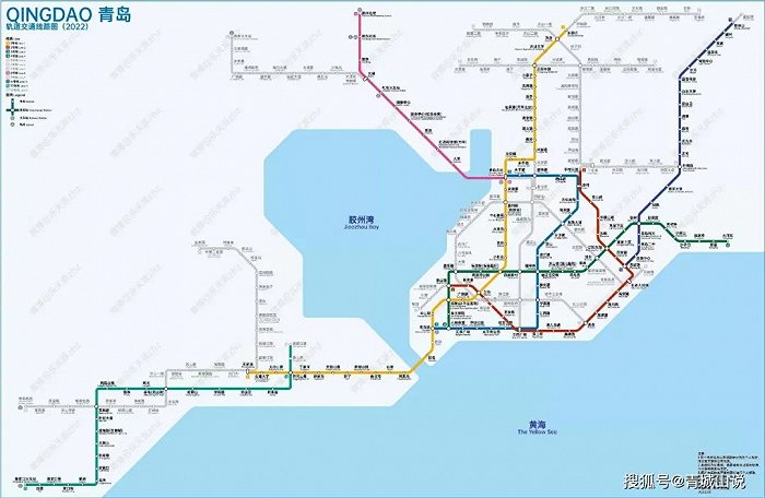 青岛的城市轨道交通-2023年底青岛地铁线路示意图(图源:青城山说)