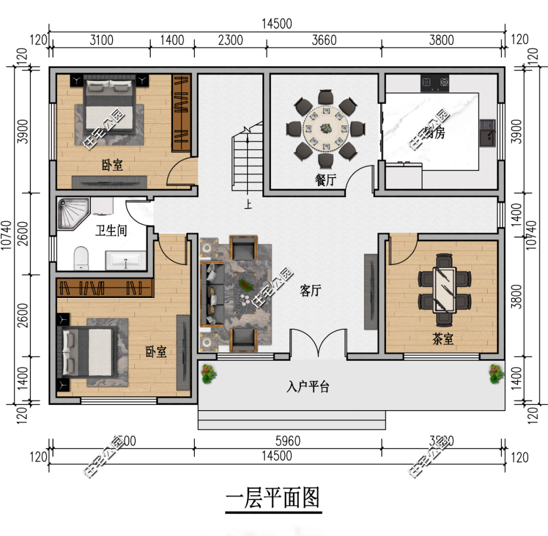 剩下图纸没解决,当即决定交给住宅公园来负责,设计一套现代风格户型图