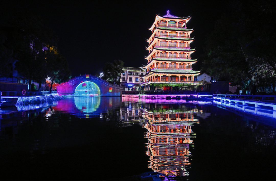 三河千年古镇夜景亮化完成近日已全面运营开放提升合肥文旅