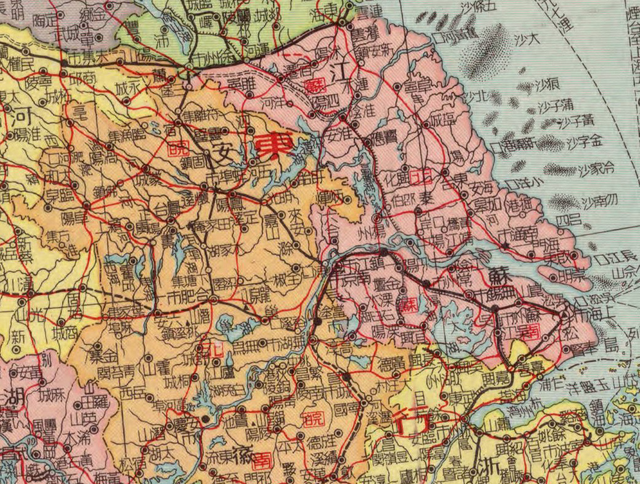 图3:《中华人民共和国大地图》中的江苏,安徽二省