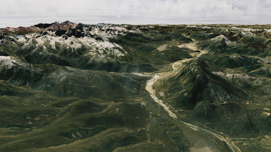 图为视景引擎渲染的高高原复杂地形效果.受访单位供图