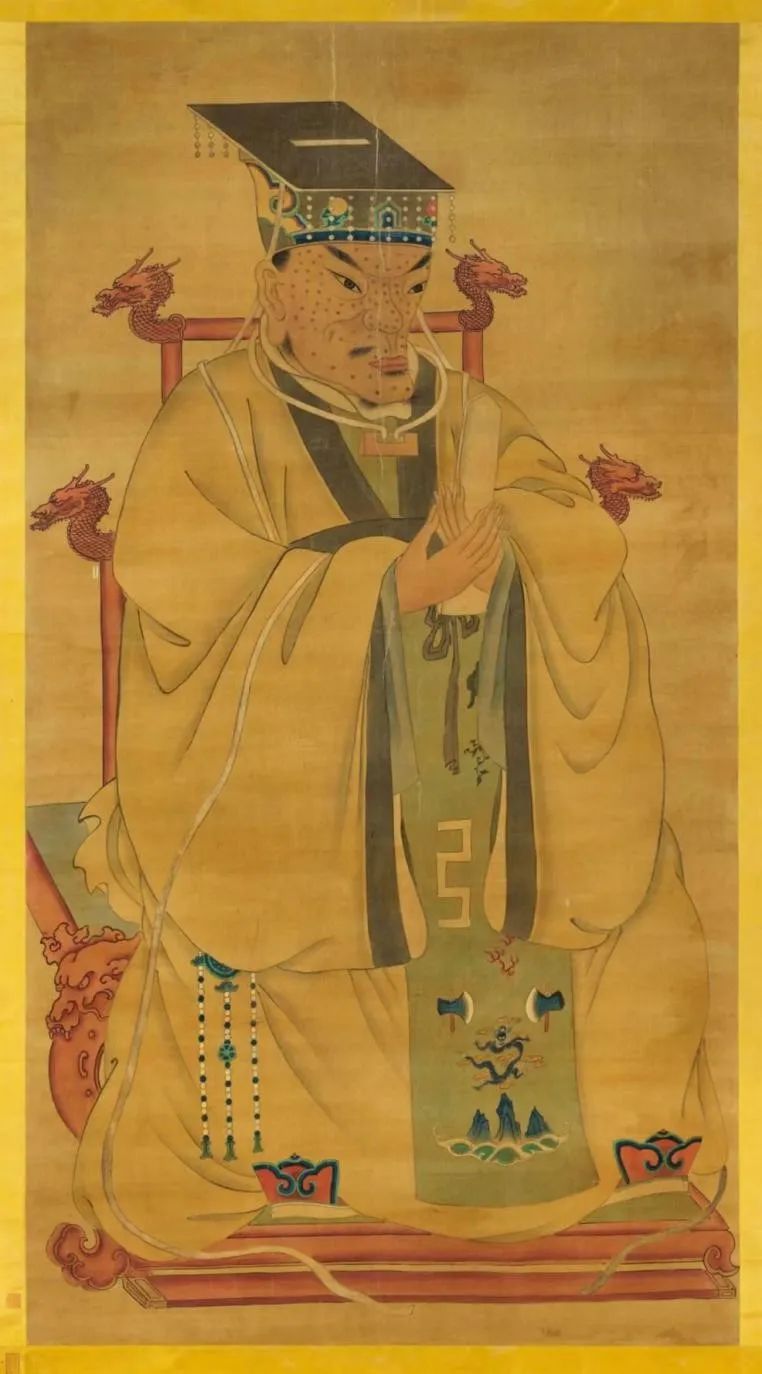 这是一幅前朝明太祖朱元璋的画像.