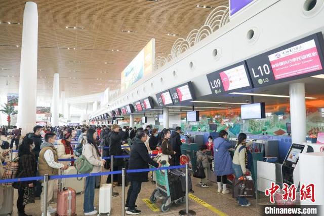 1月28日，旅客在厦门高崎国际机场办理值机手续。记者 贾天勇 摄