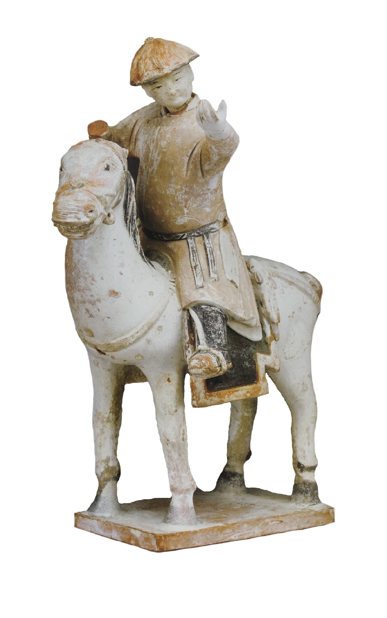 山西博物院藏戴覆钵式笠帽的元代骑马俑