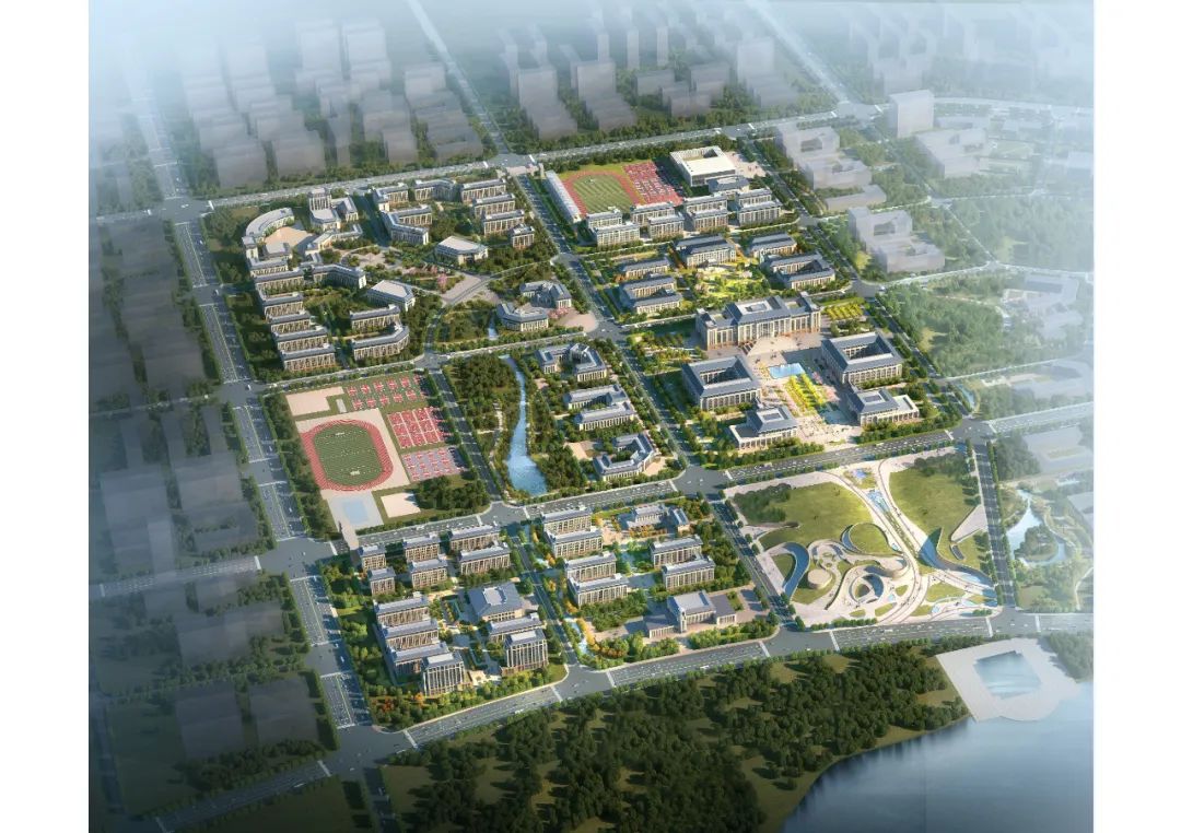 河北地质大学新校区鸟瞰图效果图.