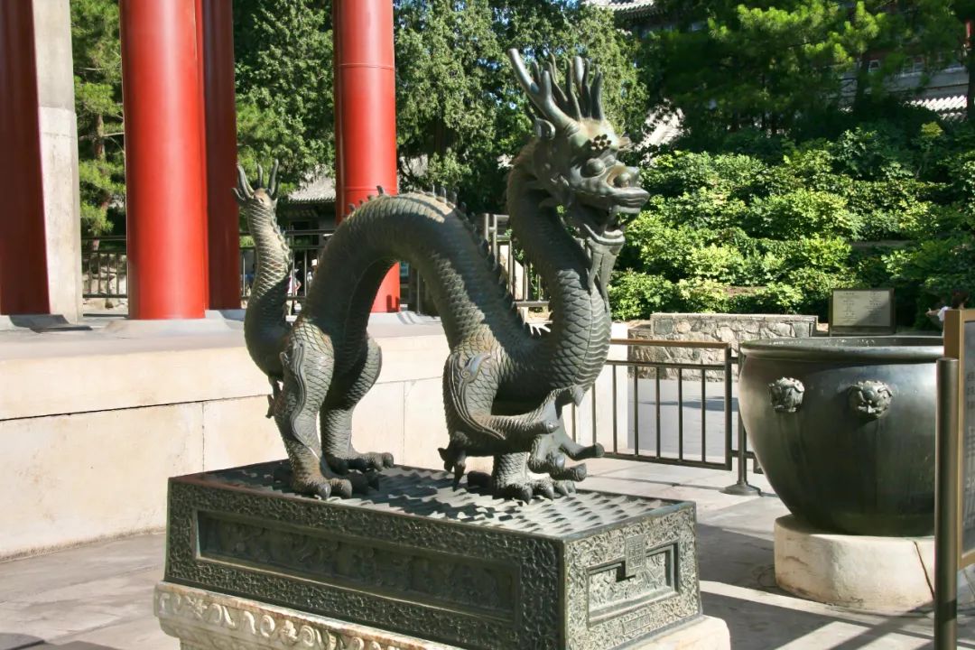 颐和园,铜龙,是宫殿建筑前的陈设,现存两对,分别在仁寿殿和排云殿前