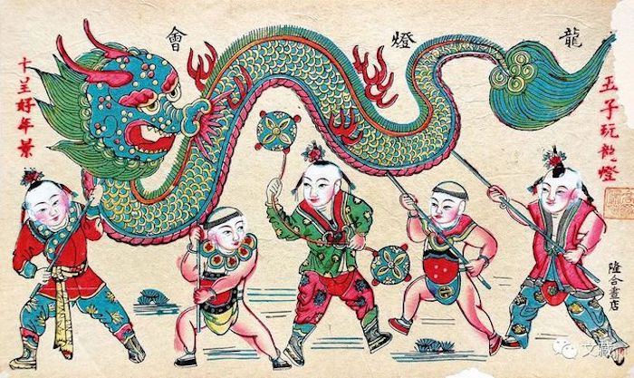 图5:河北武强年画《龙灯会》图片来源于网络