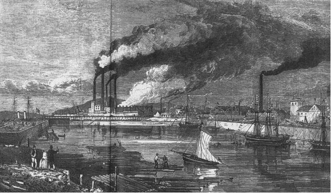 图22 弗内斯的巴罗(barrow-in-Furness)附近的钢铁厂(1867)