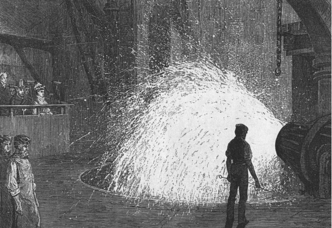 图26 威尔士亲王与王妃参观贝塞麦炼钢(1875)