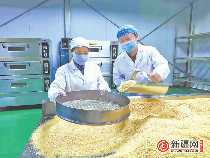 新疆农业科学院粮食作物研究所研究员,粮油加工研究室主任于明(左)