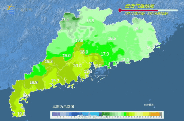未来三天广东最低气温预报