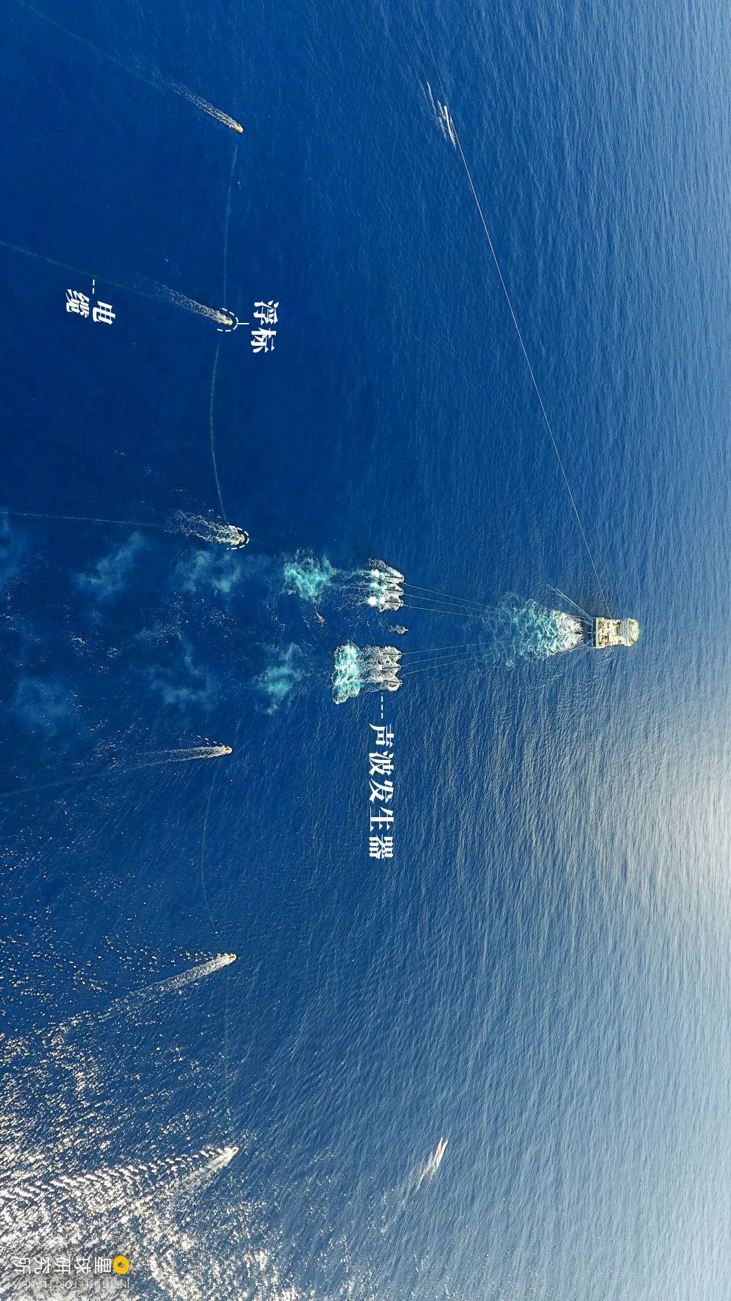 地震船以及拖拽的长长的电缆,摄影师@赵仲兴