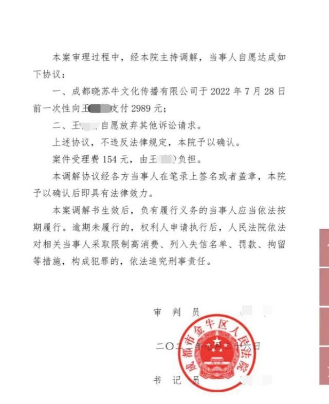 法院民事调解书(图片来源于受访者)为何接受和解?