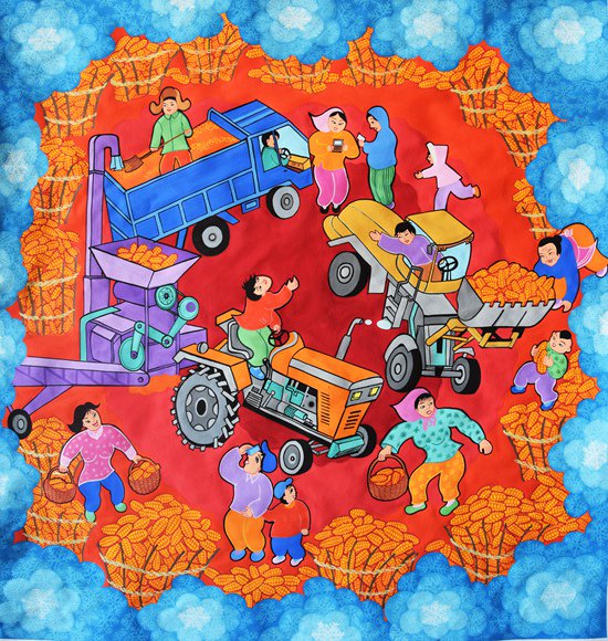 受访者供图今年春节,吉林省梨树县的辽河农民画传承人钱璐和10多位