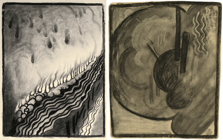 右下,《特辑:第20号》,纸本炭笔,1925年早期,她通过油画和素描来表现