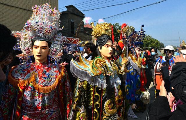 2024年2月19日,福州,长乐区厚福村举行传统游神民俗活动.