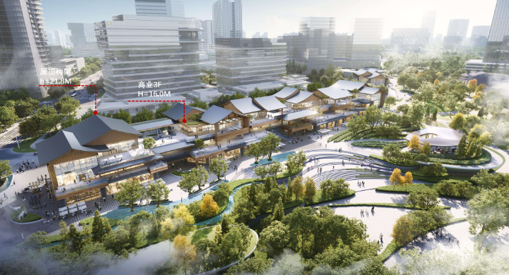 侧鸟瞰图先进的城市发展理念和卓越的美学理念成就了招商·时代公园