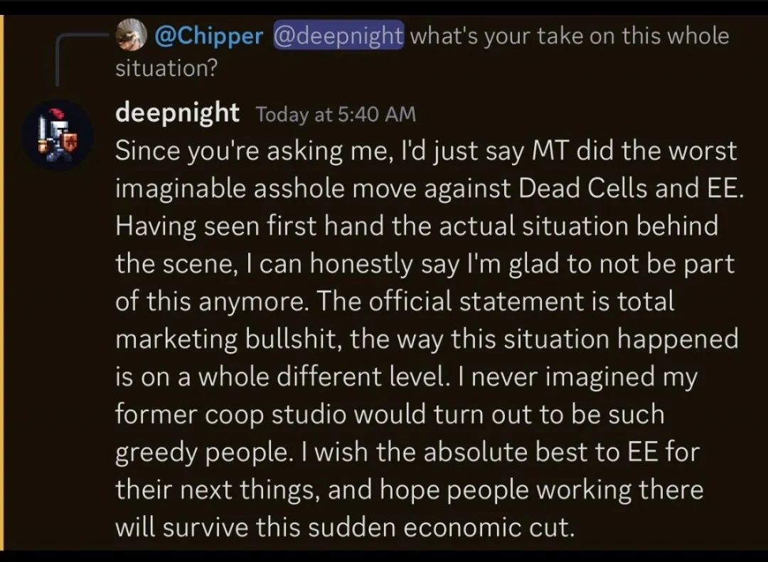 可就在这时候,《死亡细胞》前主设计和主程序deepnight却在玩家社群