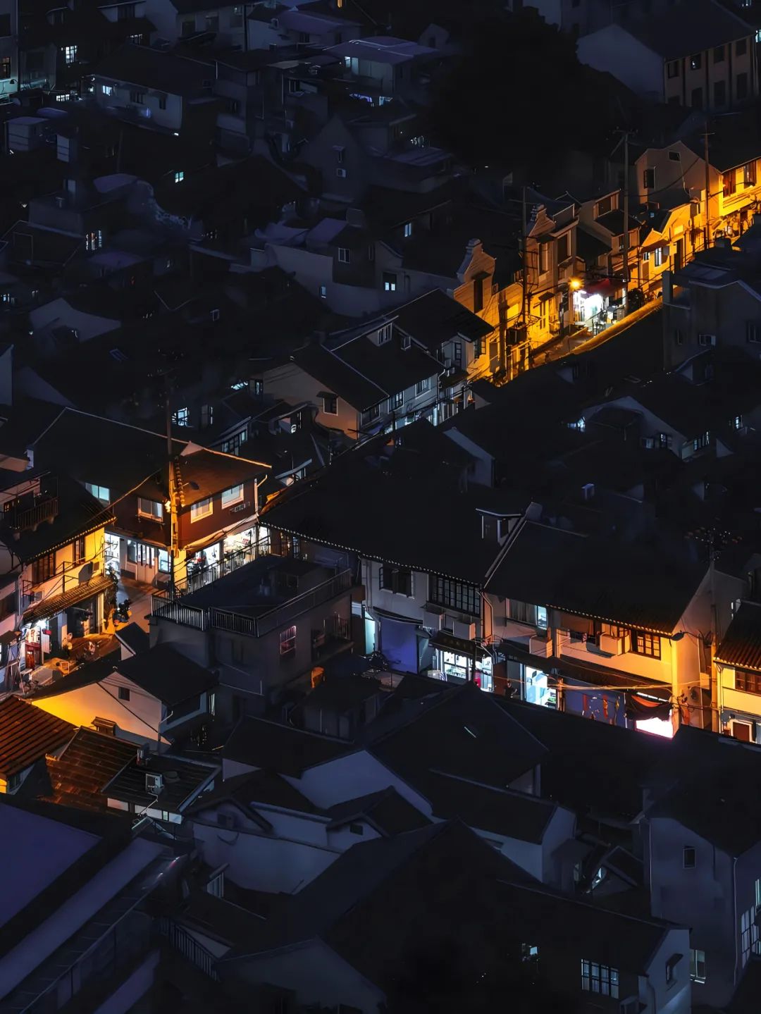 夜幕下的上海弄堂