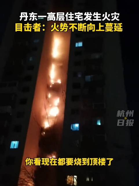 辽宁丹东一高层住宅发生火灾,火势不断向上蔓延……_新浪新闻
