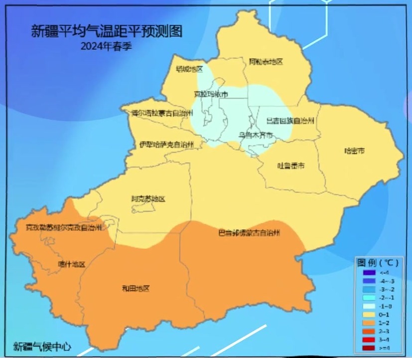 2024年春季新疆气候趋势预测:大部气温偏高,降水偏多|新疆_新浪财经