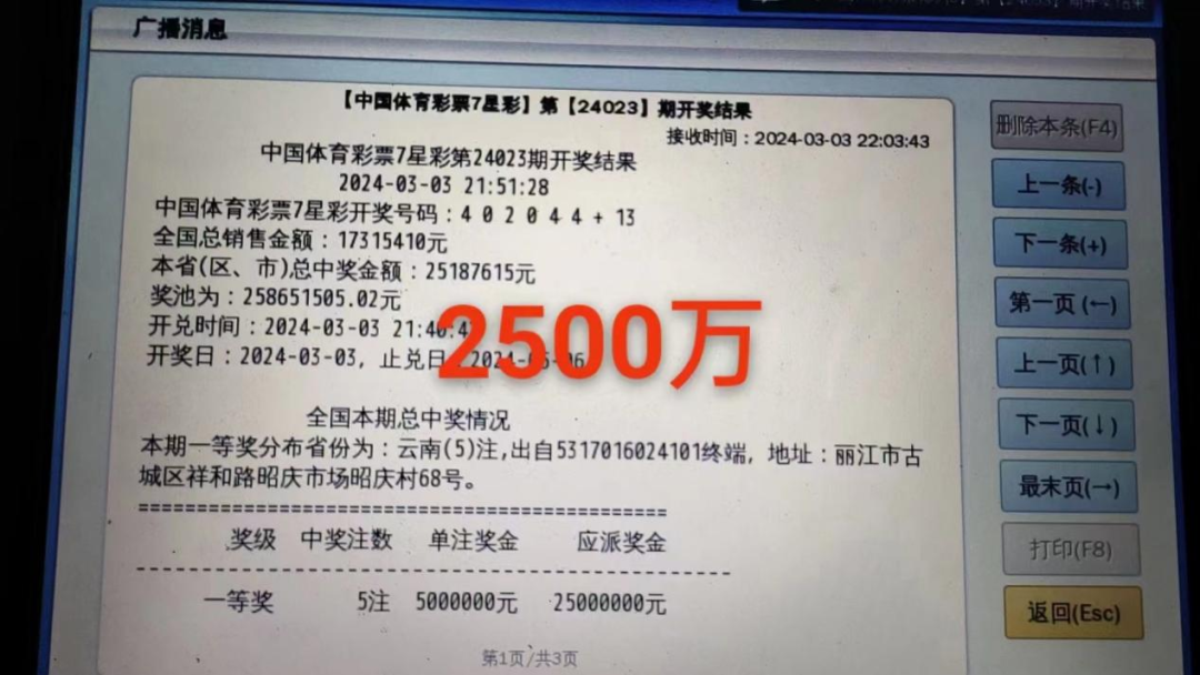 10元彩票中2500万！云南中奖网点：是熟客插图