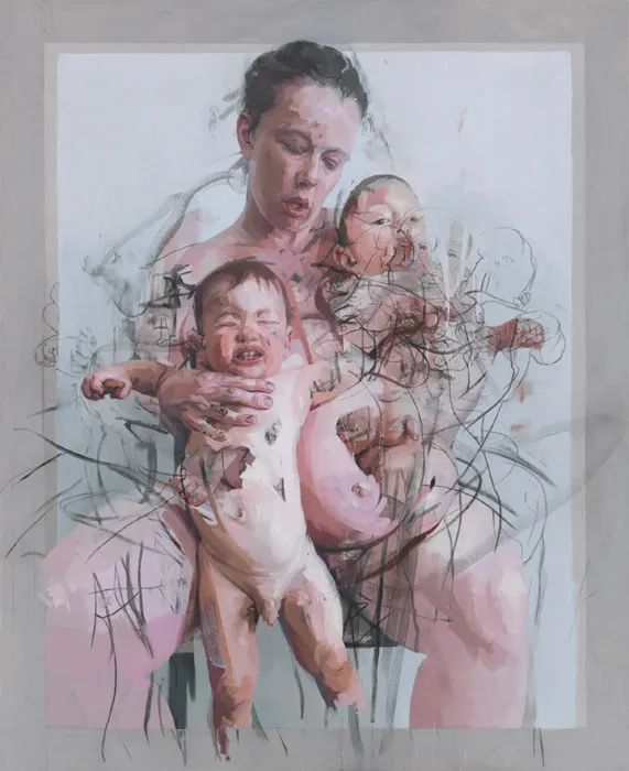 珍妮·萨维尔 The Mothers 2011 布面油画、炭笔 版权归属艺术家和高古轩画廊