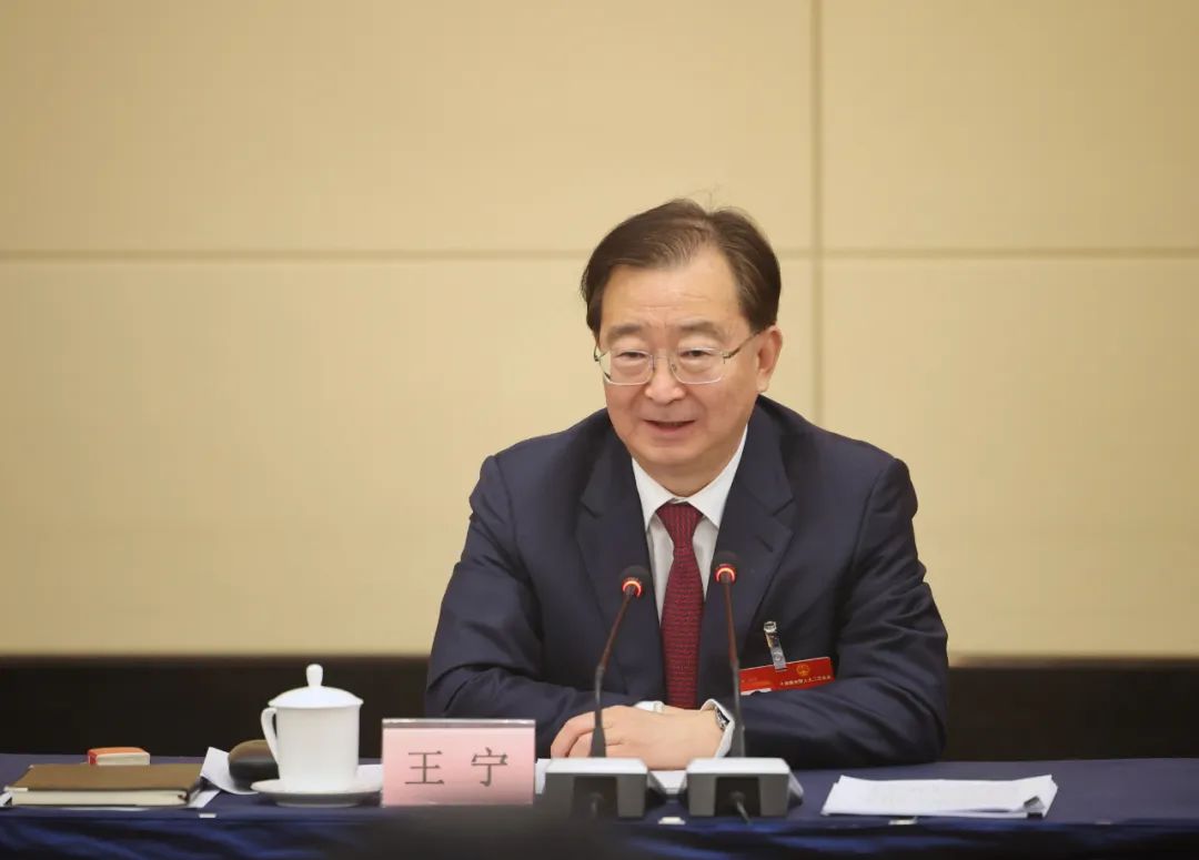 王宁回答记者提问(薛珺 摄,图源:政事儿)