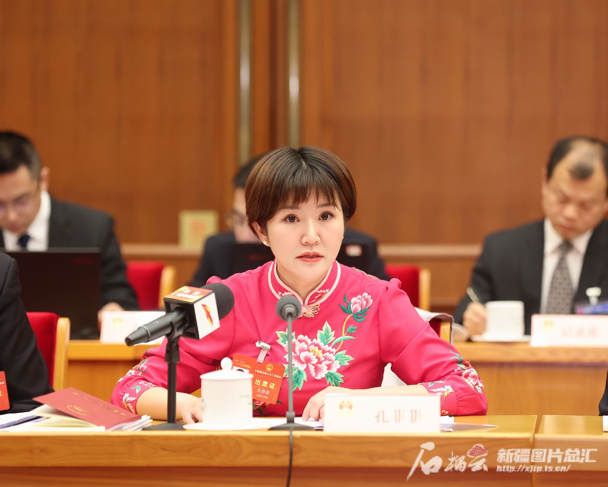 全国人大代表,察布查尔锡伯自治县察布查尔镇党委副书记,镇长孔菲菲.