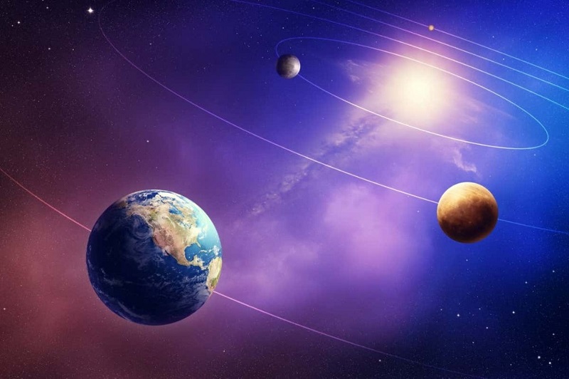 行星围绕太阳旋转.