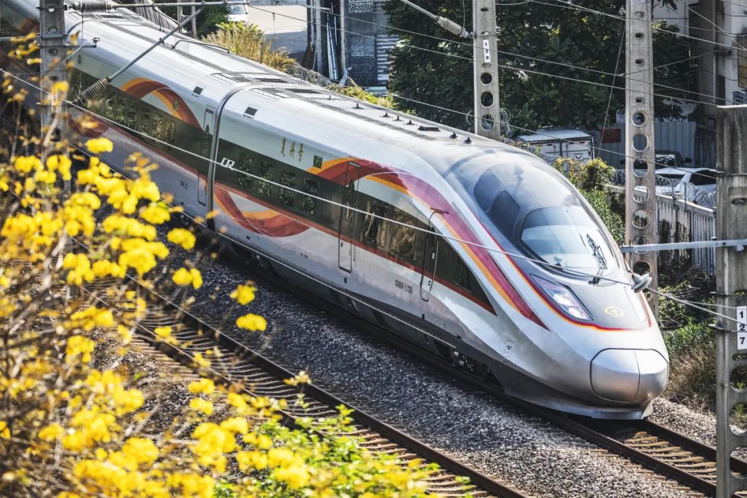 复兴号穿越花丛,驶向厦门站.代槐孚 摄