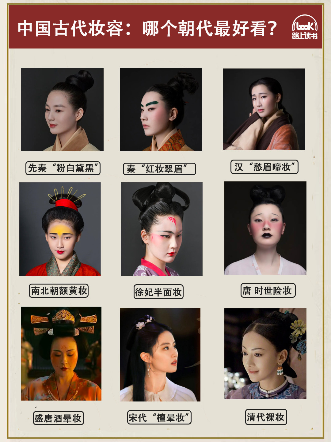 中国古代妆容的审美变迁,资料来自《中国妆容之美》|中国妆容之美|妆容|变迁_新浪新闻