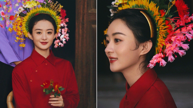 赵丽颖的一组簪花照片 图源:网络