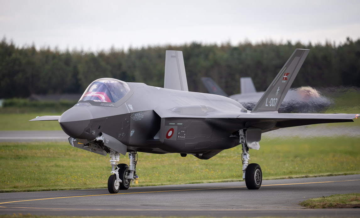 2023年9月14日，丹麦空军首批4架F-35战机从美国返回国内部署 图片来源：丹麦武装力量官网