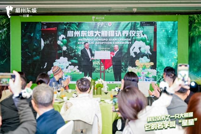 眉州东坡举办第八届有机川熊猫竹笋节，终生认养了重庆动物园的大熊猫“星星”。受访者供图