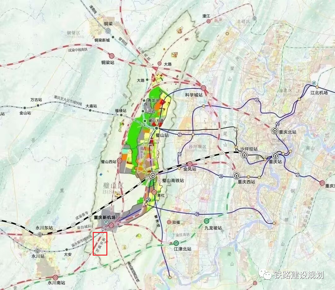 渝毕高铁在重庆,遵义铁路网规划图中的位置来源:四川政府采购网