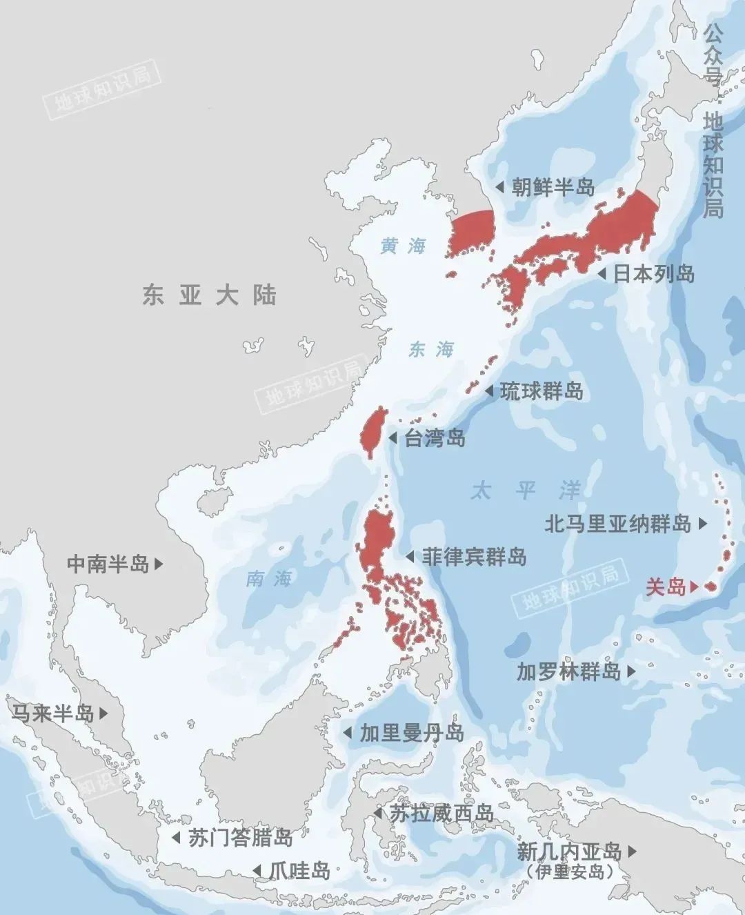 西太平洋第二岛链,对我国东南沿海造成很大威胁.