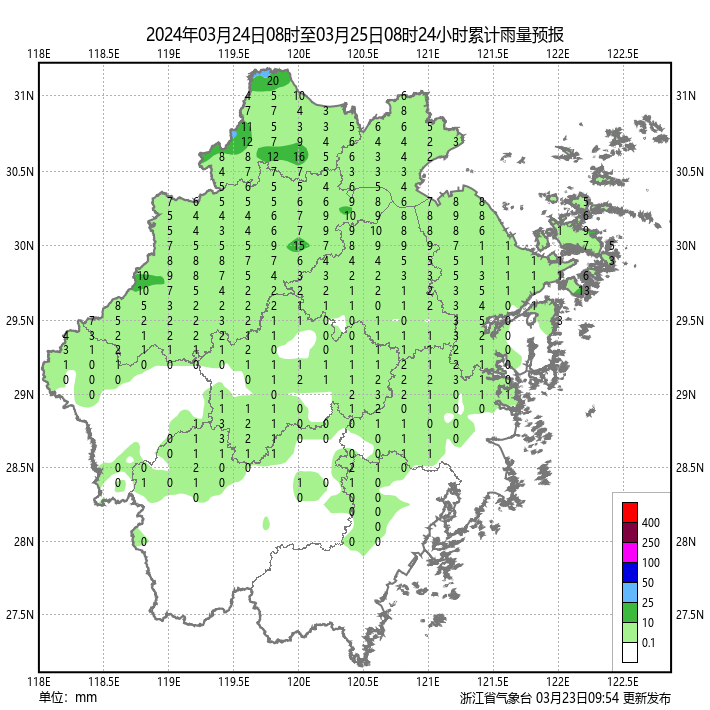注意浙江今天局地有短时暴雨和雷雨大风明后天最高温冲至33