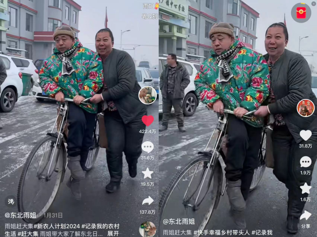 (左截图于抖音,右截图于快手)无论是快手上,还是抖音上,东北雨姐粉丝