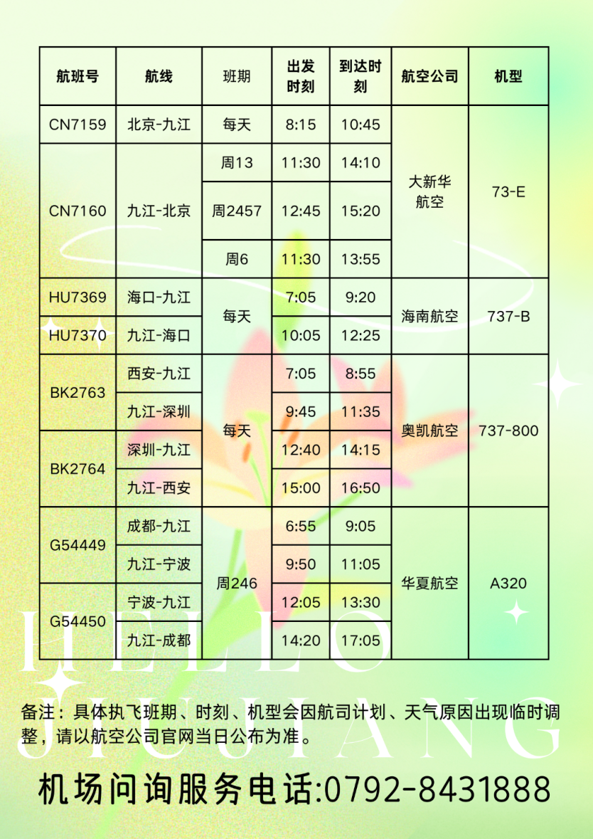 江西7座机场最新航班时刻表来了|航班_新浪财经_新浪网