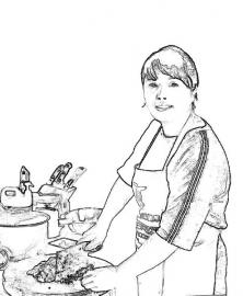 卢树盈在自家民宿做饭。本文图片由受访者提供