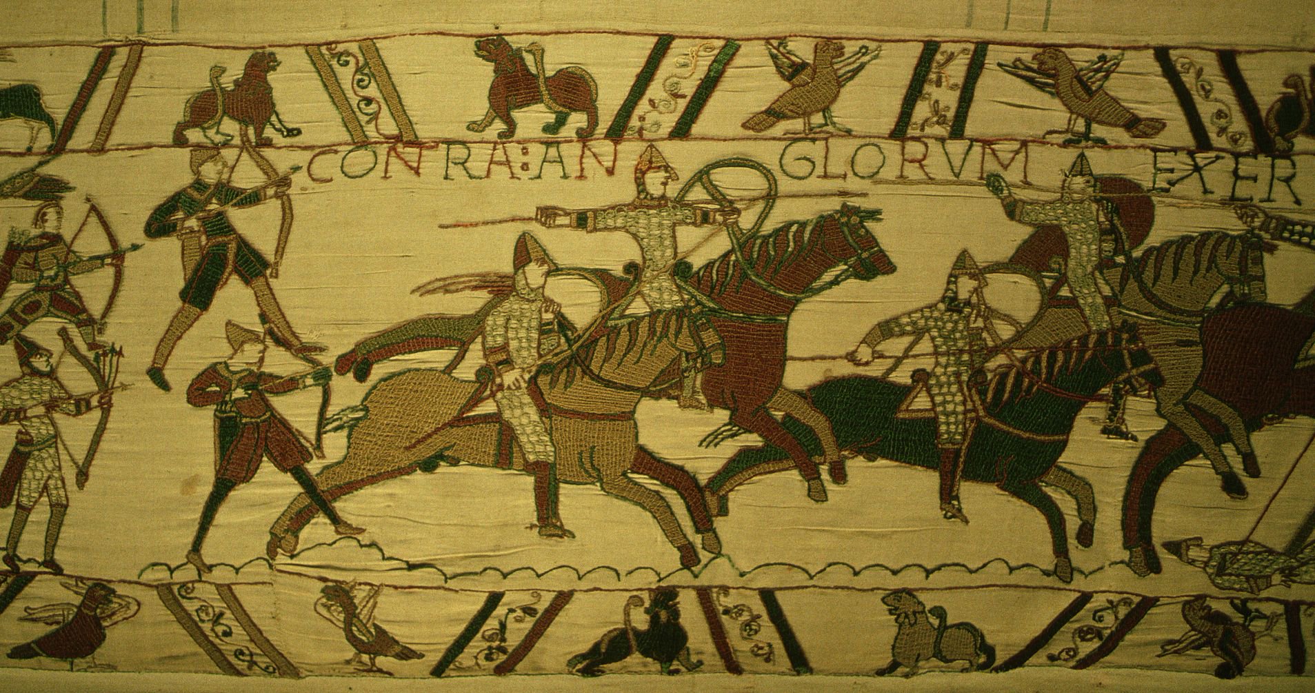 一条挂毯上描绘了诺曼征服英格兰