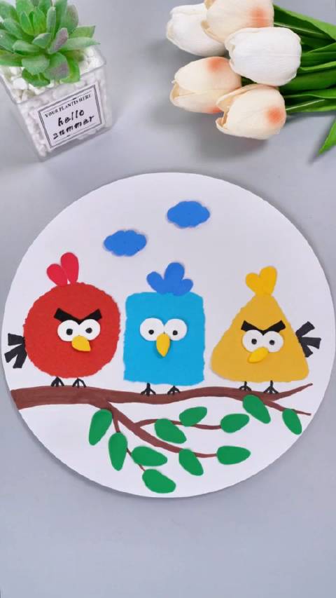 简单好玩的手工撕纸贴画来啦!_新浪新闻