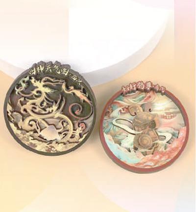 以河南博物院收藏文物"四神云气图"和"妇好鸮尊"为原型设计的木质冰箱