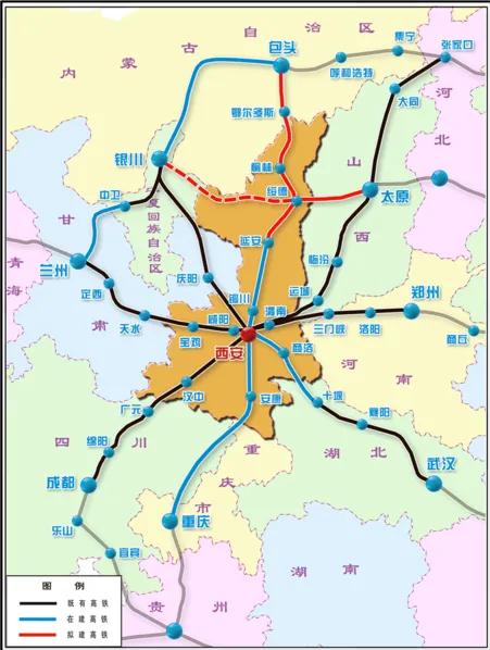 西宝,宝兰高铁已开通运营;"米"字的一竖——西延高铁铜川至延安段和西