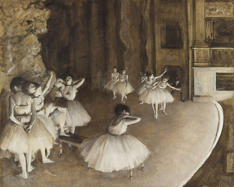 埃德加·德加《舞台上的芭蕾舞排练》，1874年